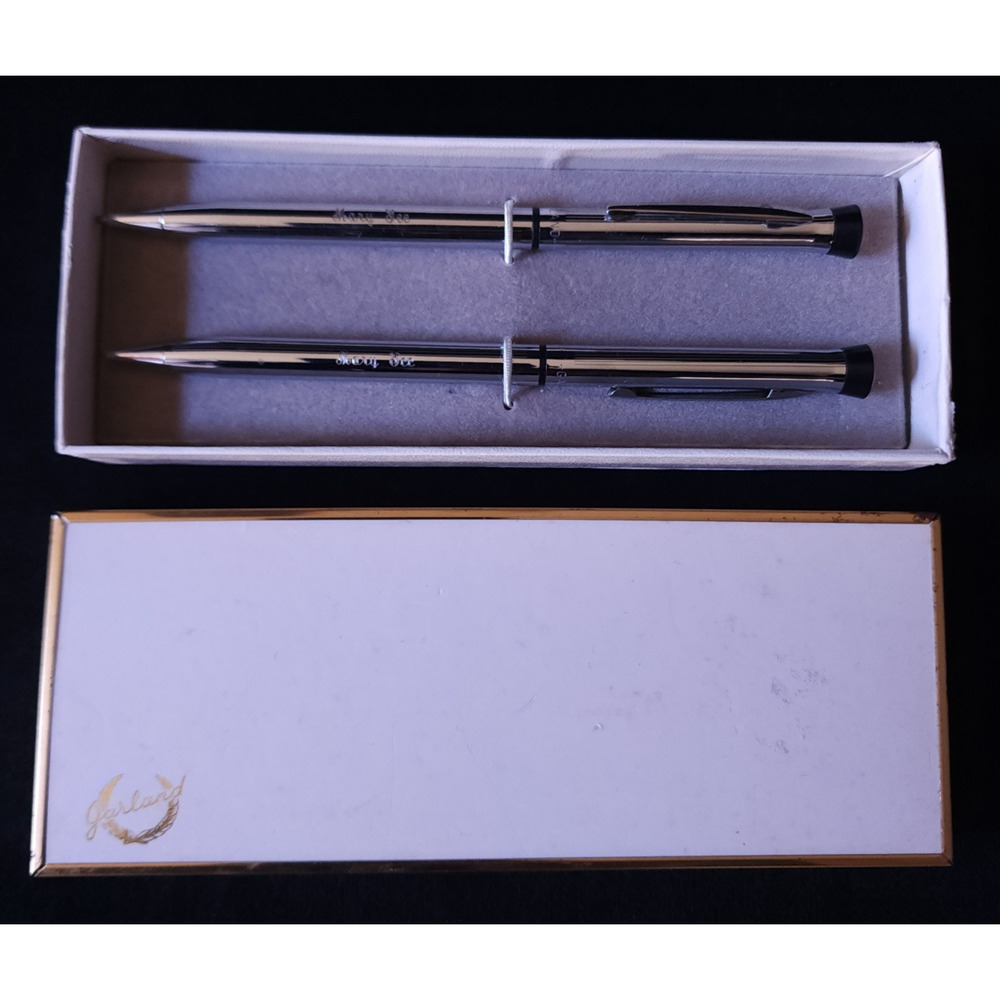 Vintage Garland Pen & Mechanical Pencil Set Bubble Top Company DS Ad In Box USA